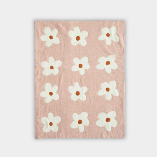 花柄ブランケット フェザーニット Irodori Flower イロドリフラワー ピンク / グリーン