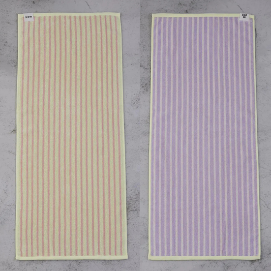 フェイスタオル ギフトセット シルク入り ストライプ柄 リバーシブル 2枚セット 新築祝い 結婚祝い 引越し祝い 内祝い