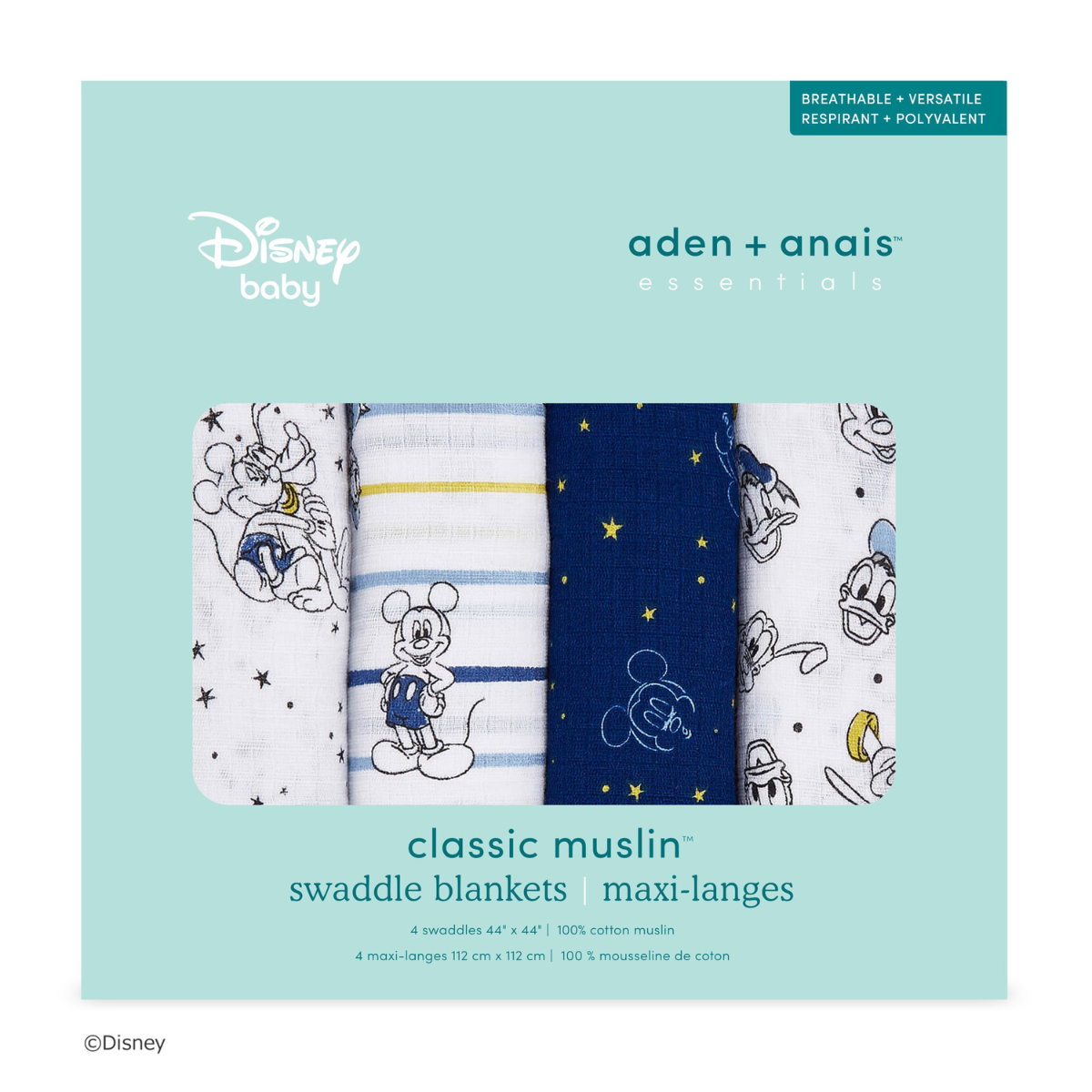aden + anais essentials エイデンアンドアネイ エッセンシャルズ おくるみスワドル ディズニー  ミッキー スターゲイザー パッケージ