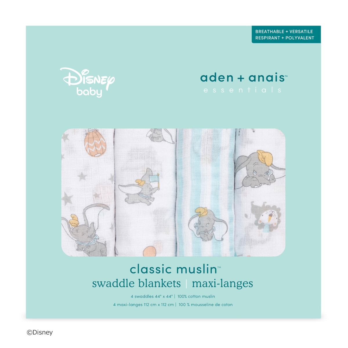 aden + anais essentials エイデンアンドアネイ エッセンシャルズ おくるみスワドル ディズニー  ダンボ ニューハイツ パッケージ