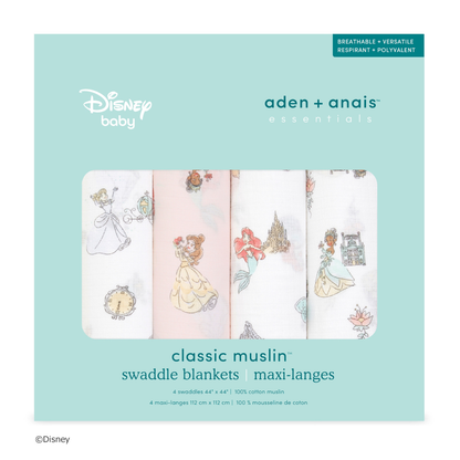 aden + anais essentials エイデンアンドアネイ エッセンシャルズ おくるみスワドル ディズニープリンセス パッケージ