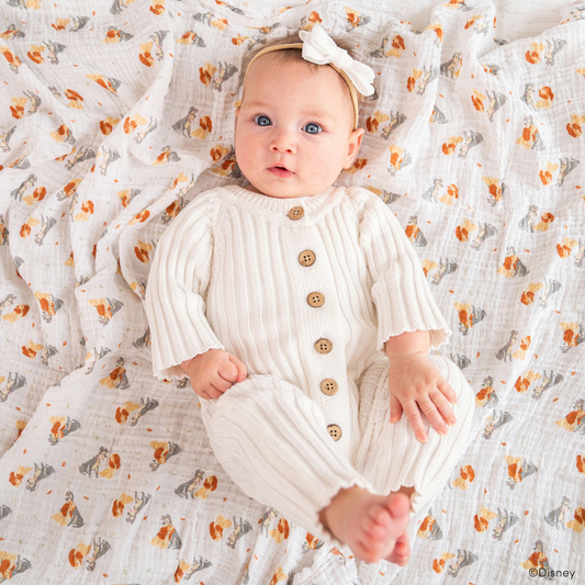 aden + anais essentials エイデンアンドアネイ エッセンシャルズ おくるみスワドル ディズニー+フレンズ  使用イメージ