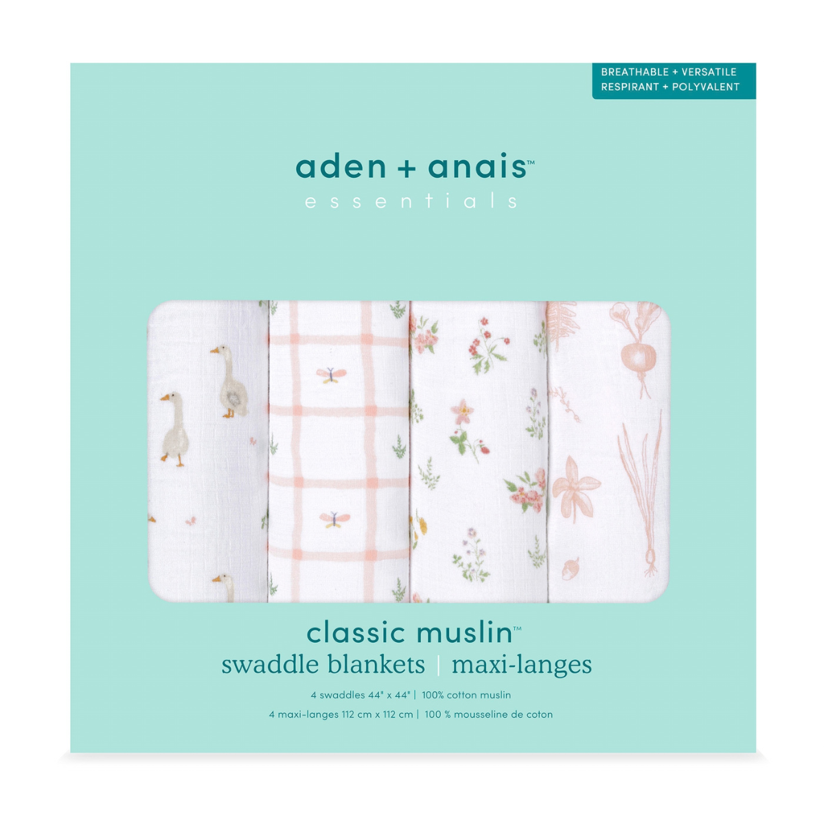 aden + anais essentials エイデンアンドアネイ エッセンシャルズ おくるみスワドル カントリーフローラル パッケージ