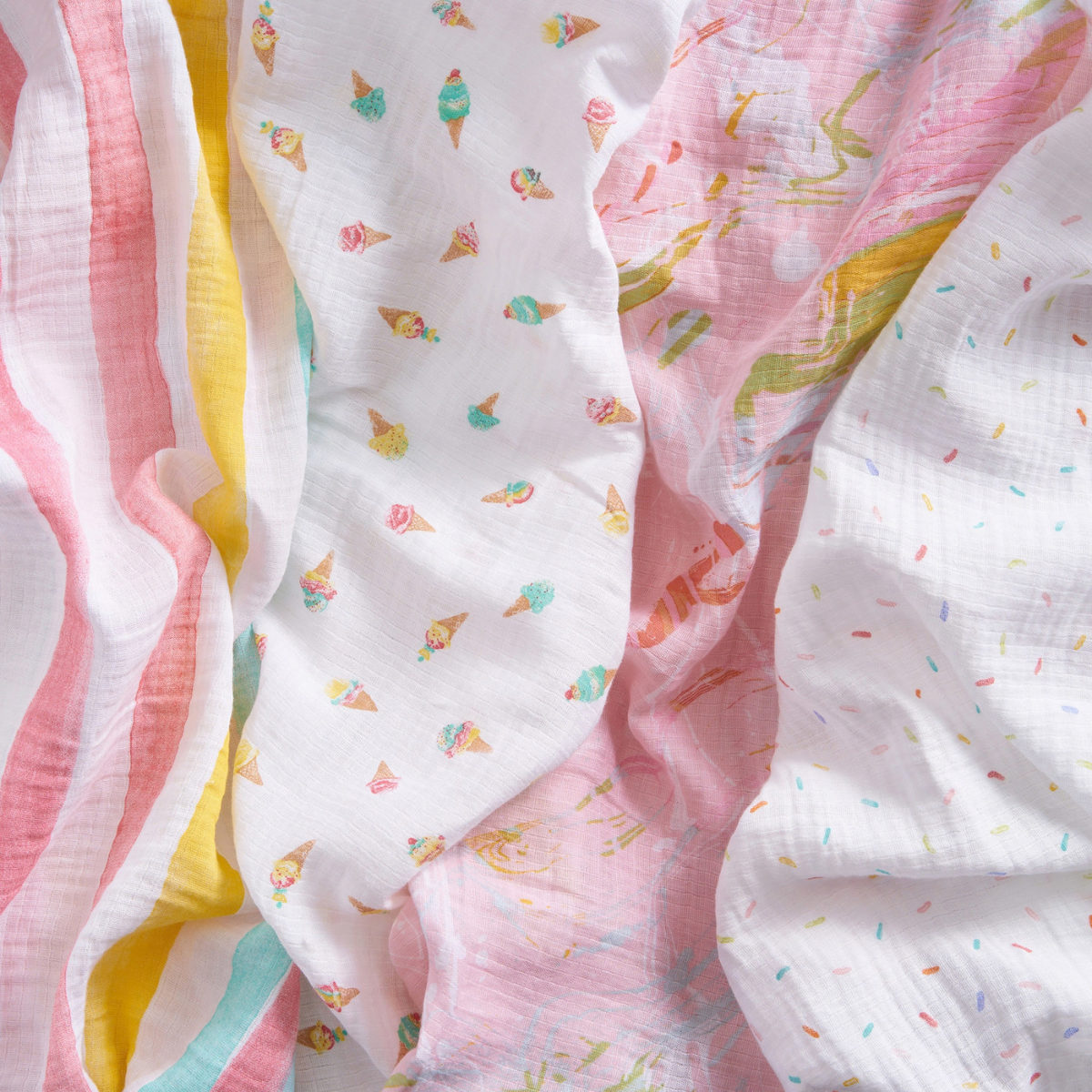 aden + anais essentials エイデンアンドアネイ エッセンシャルズ おくるみスワドル アイスクリーム 平置き