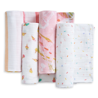 aden + anais essentials エイデンアンドアネイ エッセンシャルズ おくるみスワドル アイスクリーム 4柄並び