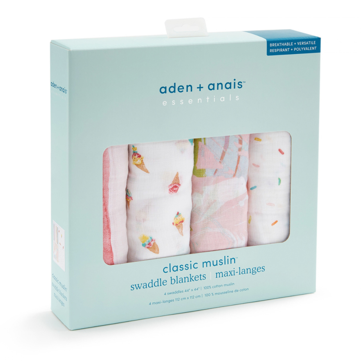 aden + anais essentials エイデンアンドアネイ エッセンシャルズ おくるみスワドル アイスクリーム パッケージ