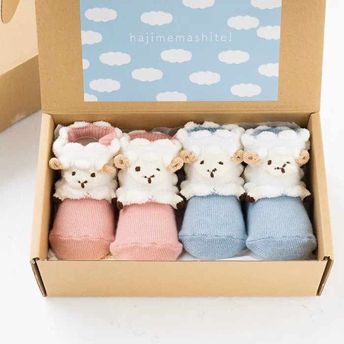 出産祝いギフト 靴下 ポップアップソックス pompkinsBABY ひつじ2色セット