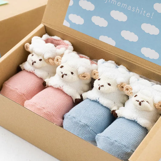 出産祝いギフト 靴下 ポップアップソックス pompkinsBABY ひつじ2色セット