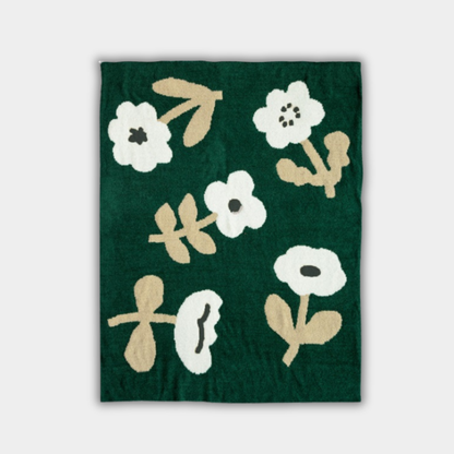 花柄ブランケット フェザーニット Irodori Flower イロドリフラワー ピンク / グリーン