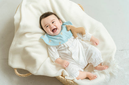 出産祝いギフト 2026年午年生まれに お馬さんのパリモフトイズとスタイのベビーケーキ Lien de famille ブルー イエロー