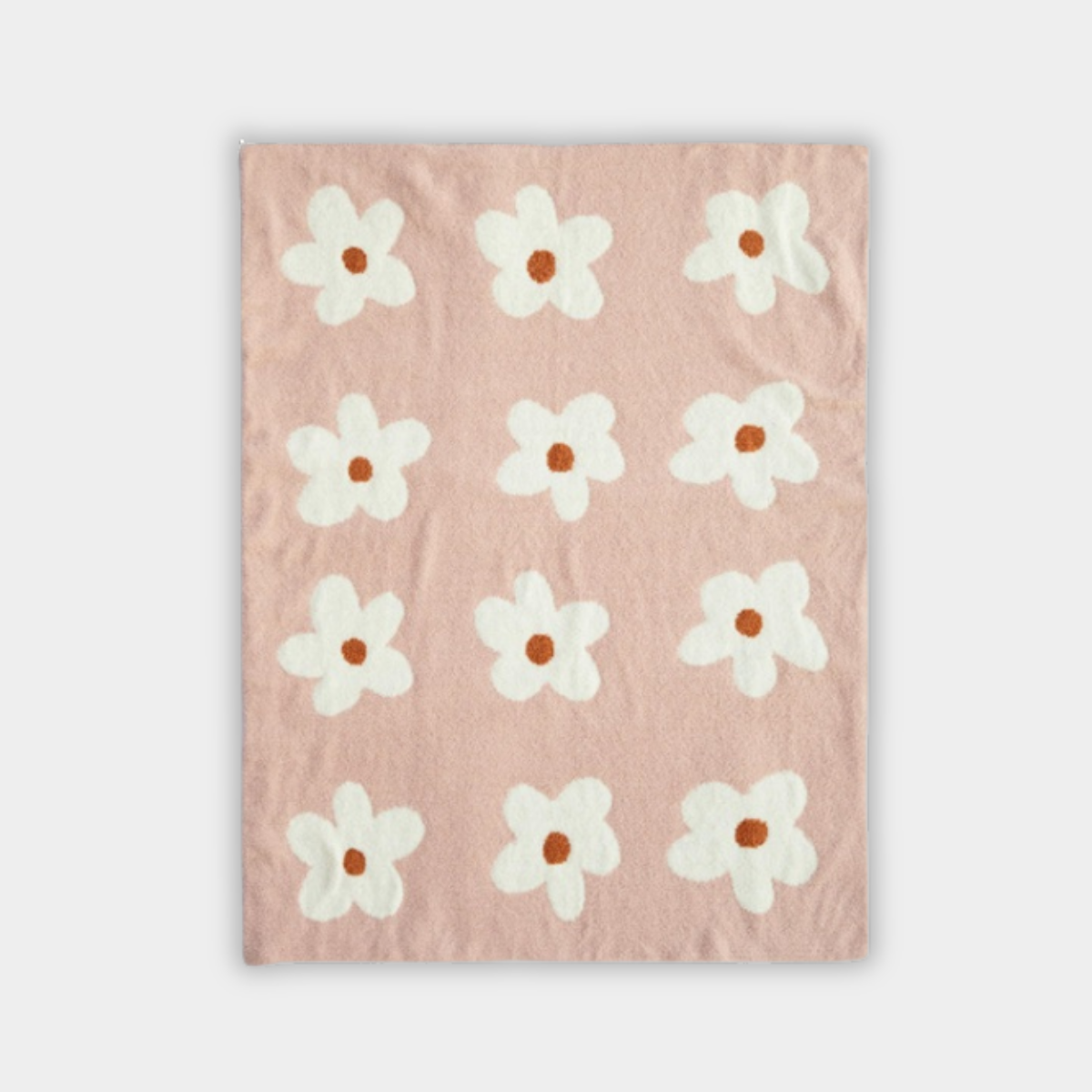 花柄ブランケット フェザーニット Irodori Flower イロドリフラワー ピンク / グリーン