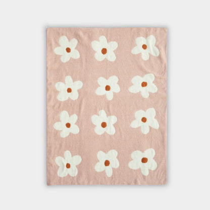花柄ブランケット フェザーニット Irodori Flower イロドリフラワー ピンク / グリーン