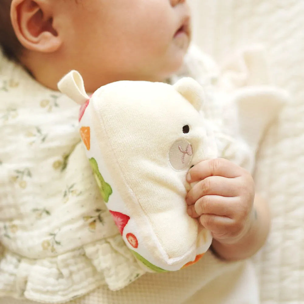 出産祝いにおすすめ ベビーギフト 洗濯できる布おもちゃ もちっとラトル 「こぐまくんの焼きたてパン」