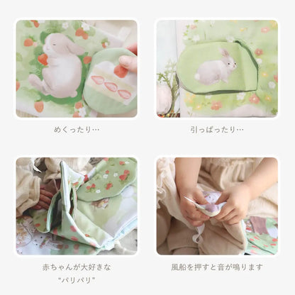 出産祝いにおすすめ ベビーギフト 洗濯できる布絵本 「うさぎたちのお茶会」