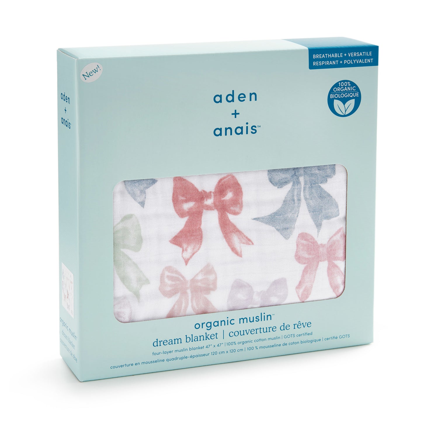 出産祝いギフト ベビーギフト aden + anais エイデンアンドアネイ オーガニックコットン100% モスリン ダブルガーゼ ブランケット リボン