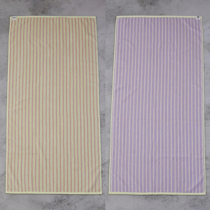 バスタオル ギフトセット シルク入り ストライプ柄 リバーシブル 2枚セット 新築祝い 結婚祝い 引越し祝い 内祝い