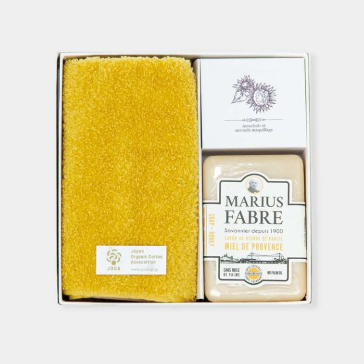ハンカチと石鹸のギフトセット SAVON de Marseille イエロー