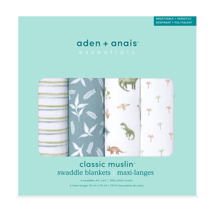 出産祝いギフト ベビーギフト aden + anais エイデンアンドアネイ オーガニックコットン100% モスリン ダブルガーゼ おくるみ ディノジャングル