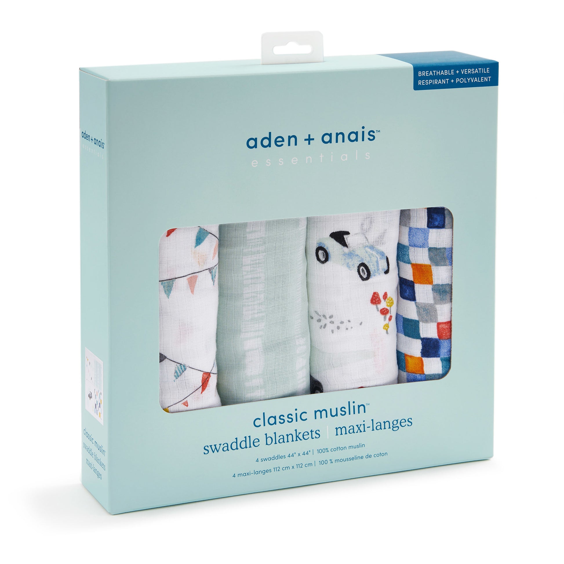 aden + anais essentials エイデンアンドアネイ エッセンシャルズ おくるみスワドル ヴィンテージカー パッケージ