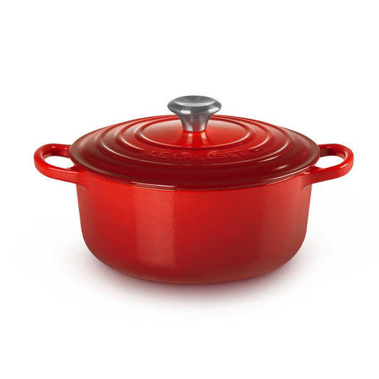 ル・クルーゼ LE CREUSET シグニチャー・ココット・ロンド 20cm チェリーレッド オレンジ 【お取り寄せ商品】