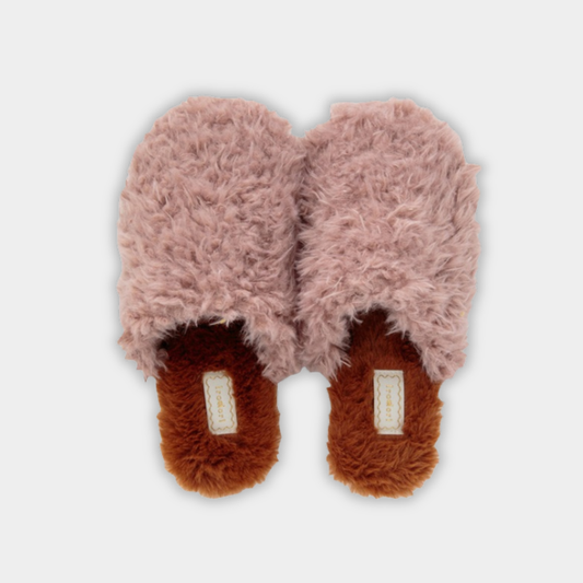 スリッパ もこもこ ファー素材 Irodori Flower イロドリフラワー ピンク / グリーン